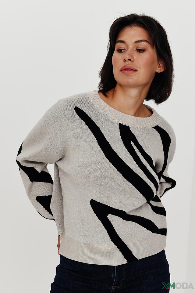 Пуловер Oui с узором "зебра"