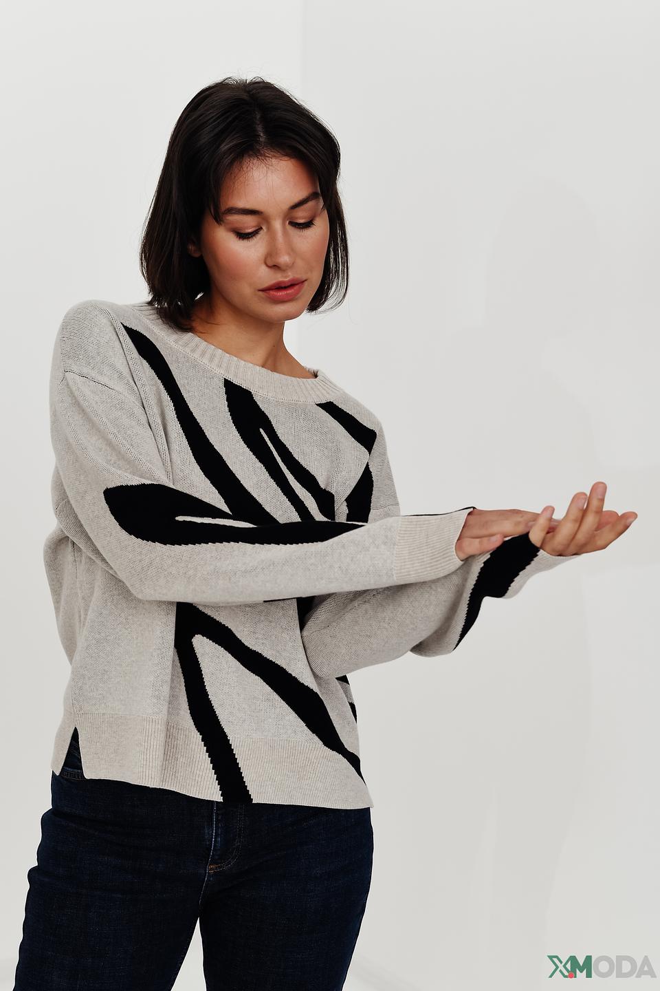 Пуловер Oui с узором "зебра"
