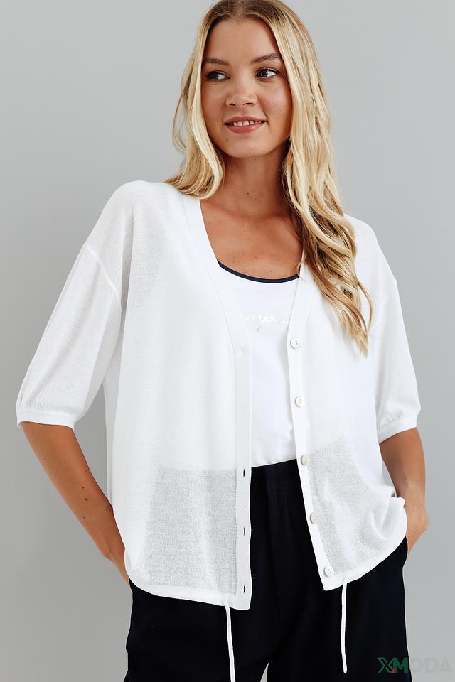 Жакет Oui женский белый с 3/4 рукавом