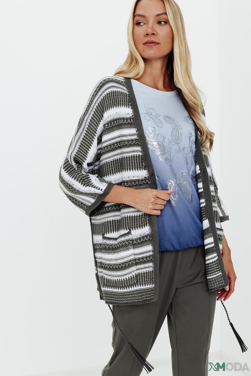 Кардиган Olsen в полоску серый