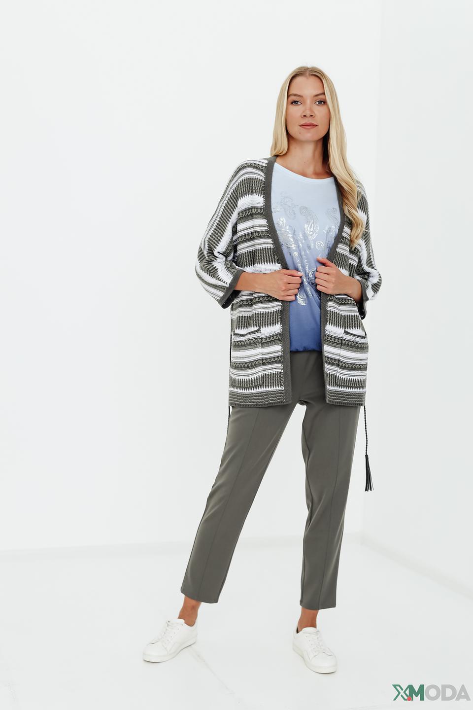 Кардиган Olsen в полоску серый