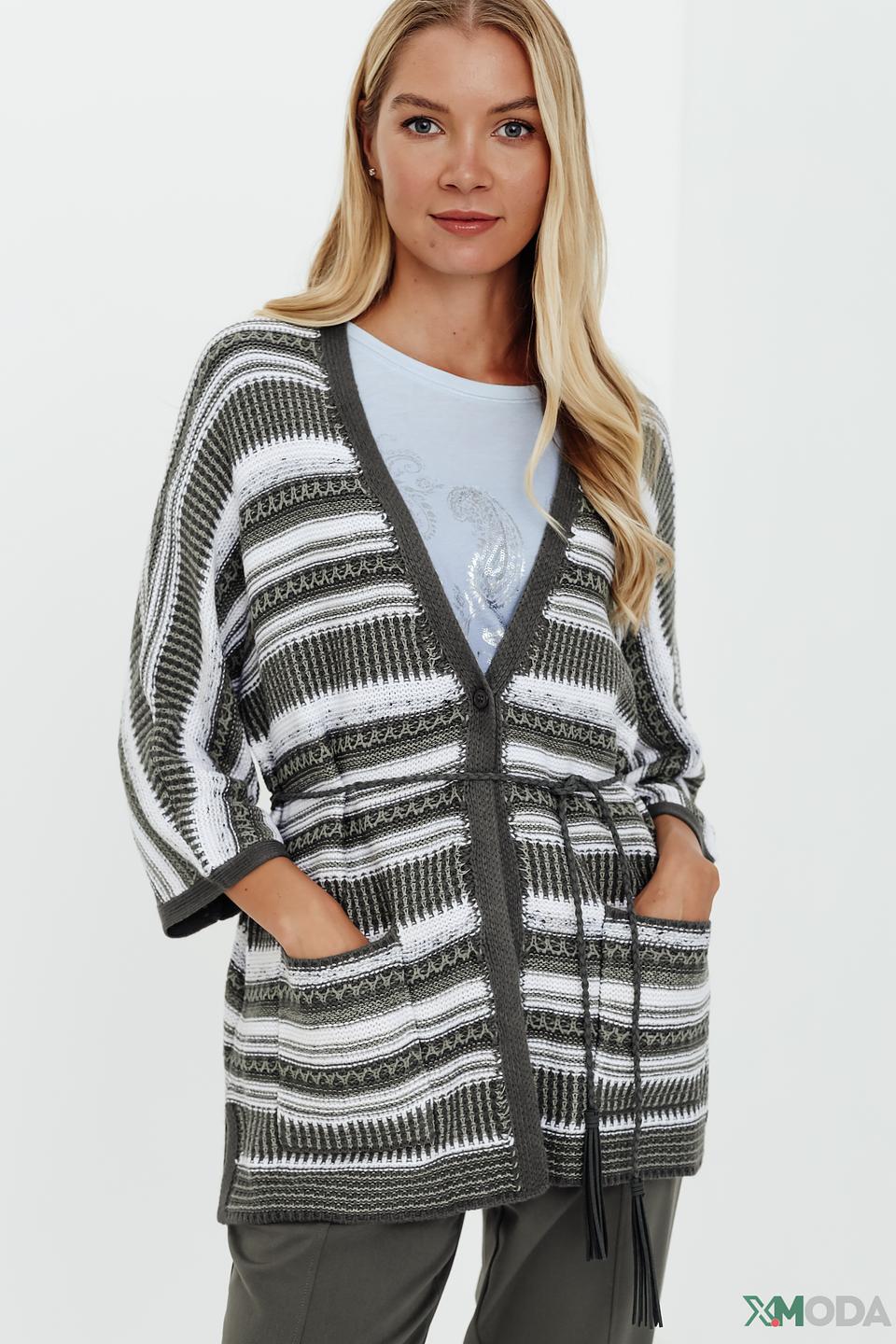 Кардиган Olsen в полоску серый