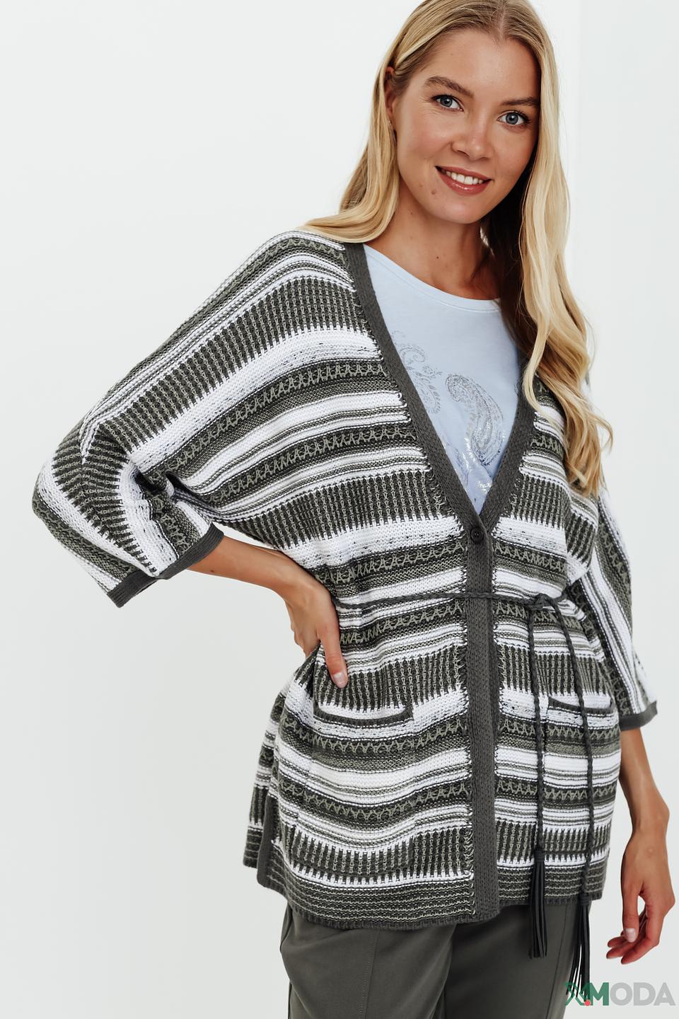 Кардиган Olsen в полоску серый