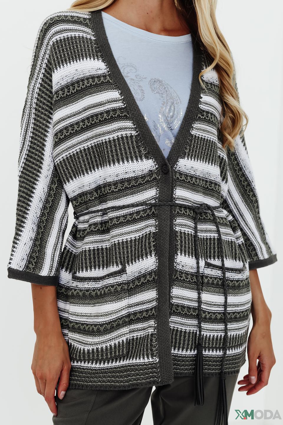 Кардиган Olsen в полоску серый