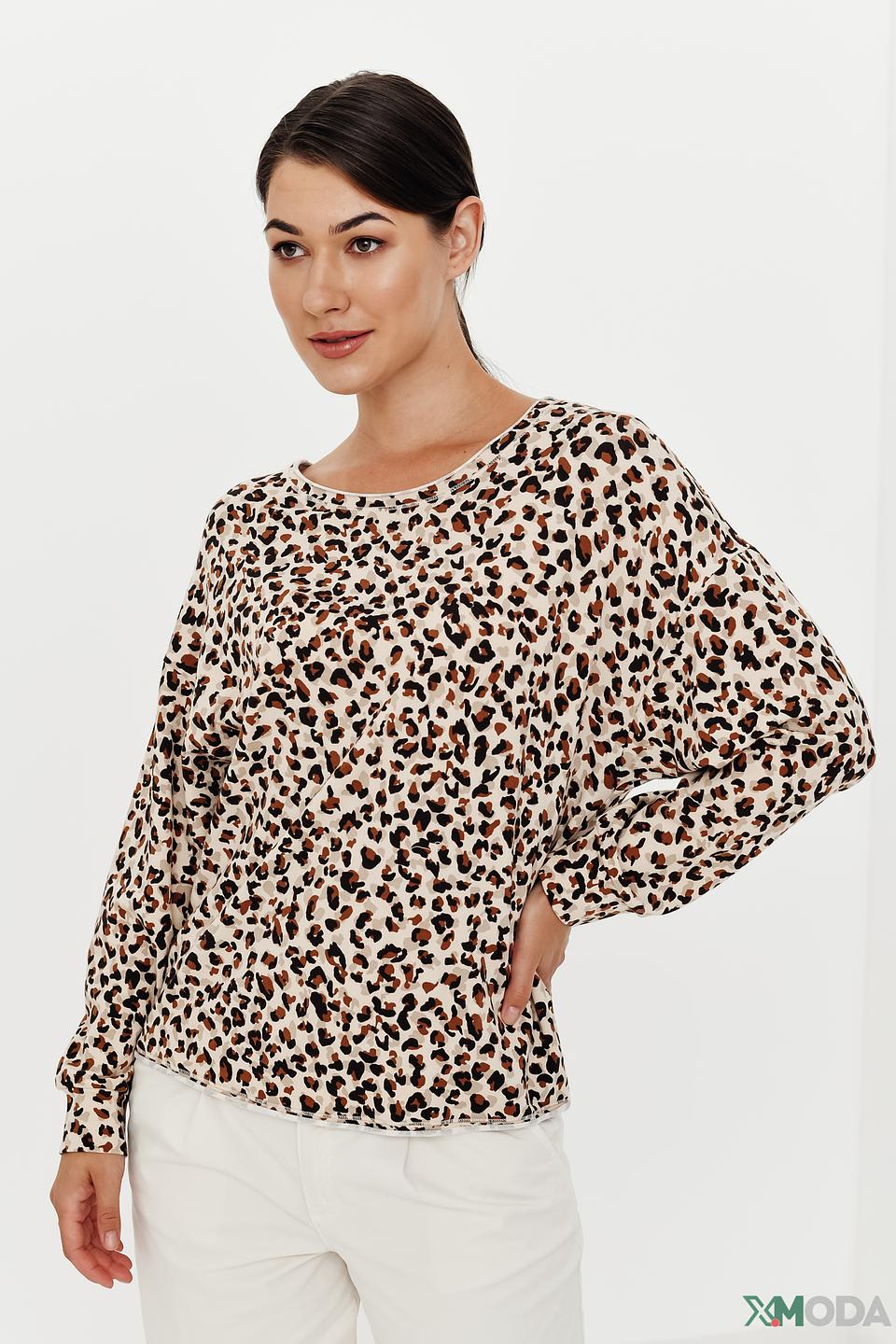 Лонгслив Oui с леопардовым принтом