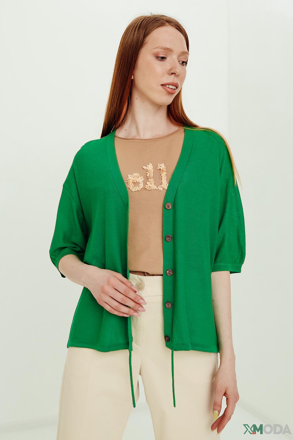 Кардиган Oui зелёный с пуговицами