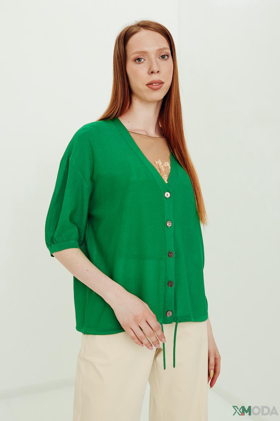 Кардиган Oui зелёный с пуговицами