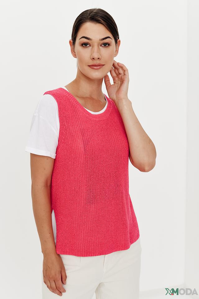 Жилет Oui вязаный малиновый