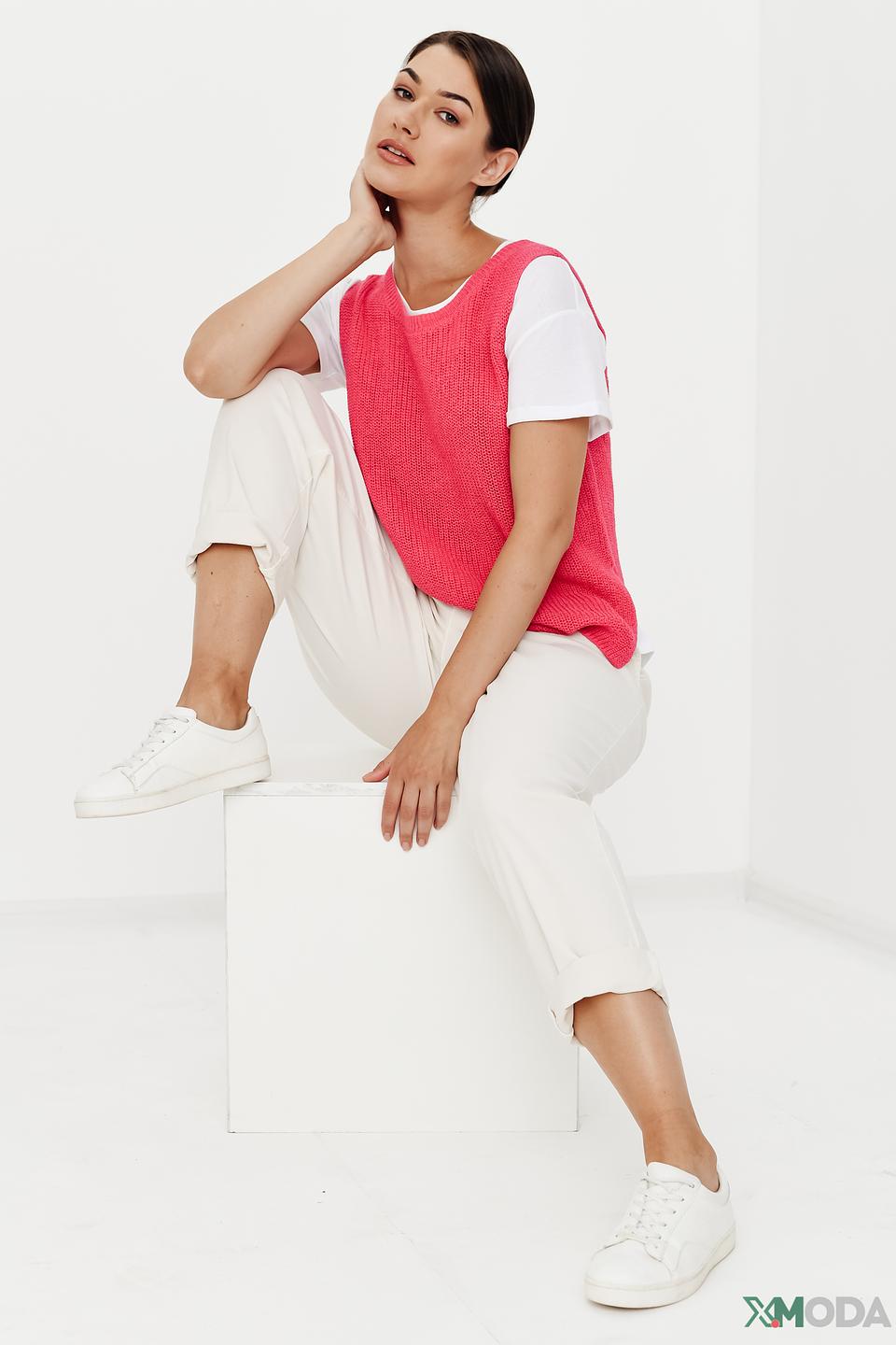 Жилет Oui вязаный малиновый