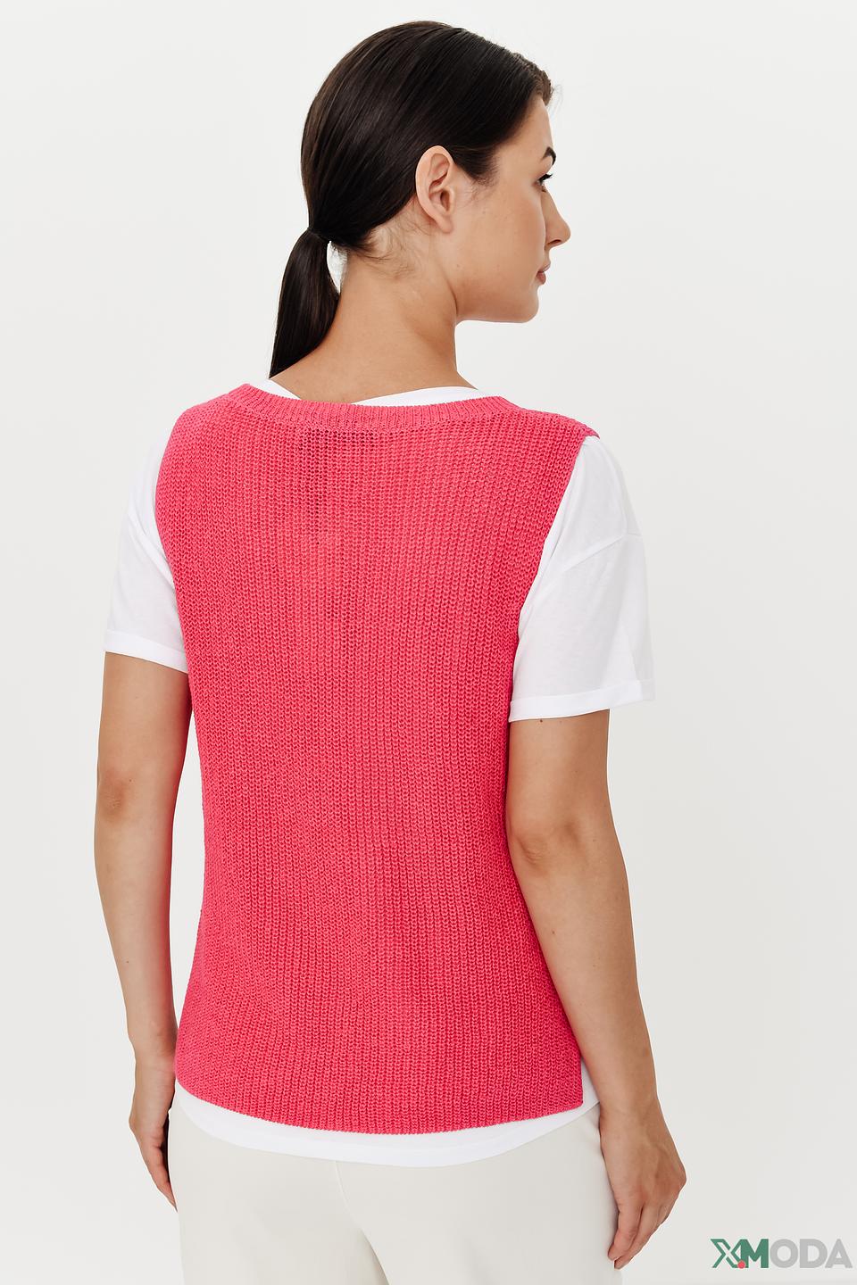 Жилет Oui вязаный малиновый