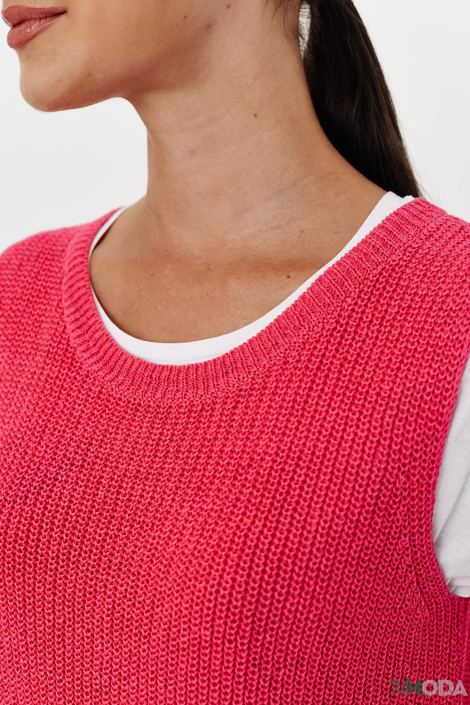 Жилет Oui вязаный малиновый