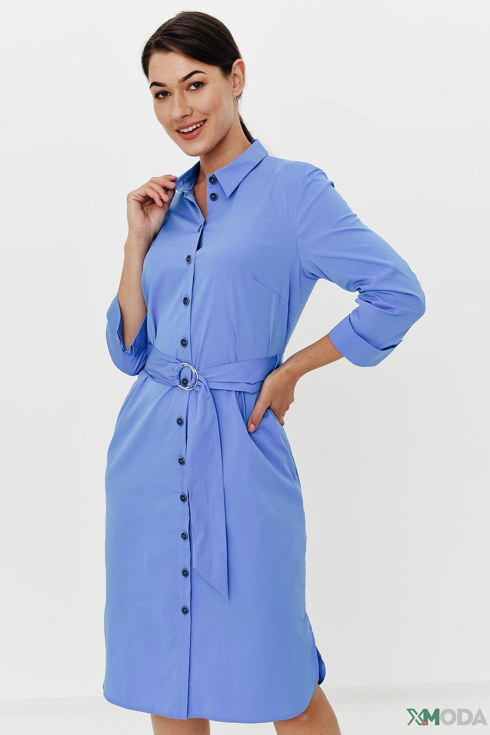 Платье рубашка Bianca голубое