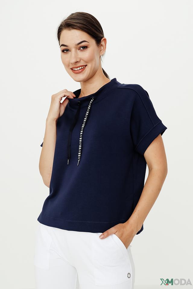 Пуловер Bianca с молнией синий