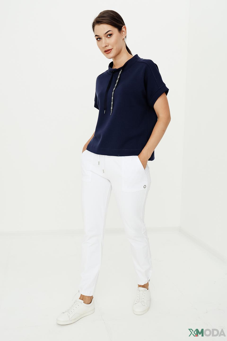 Пуловер Bianca с молнией синий