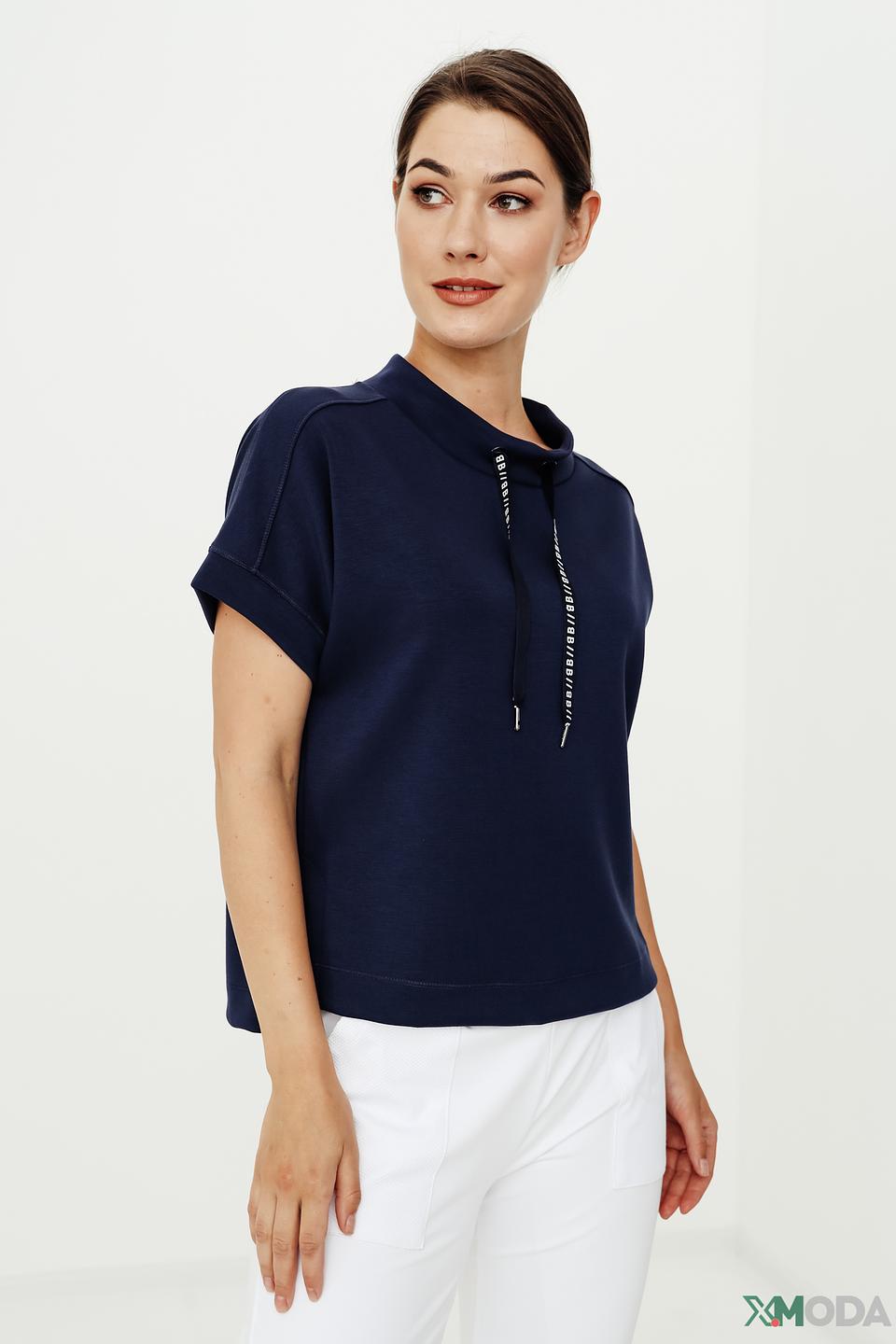 Пуловер Bianca с молнией синий