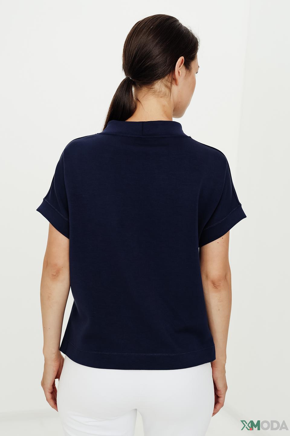 Пуловер Bianca с молнией синий