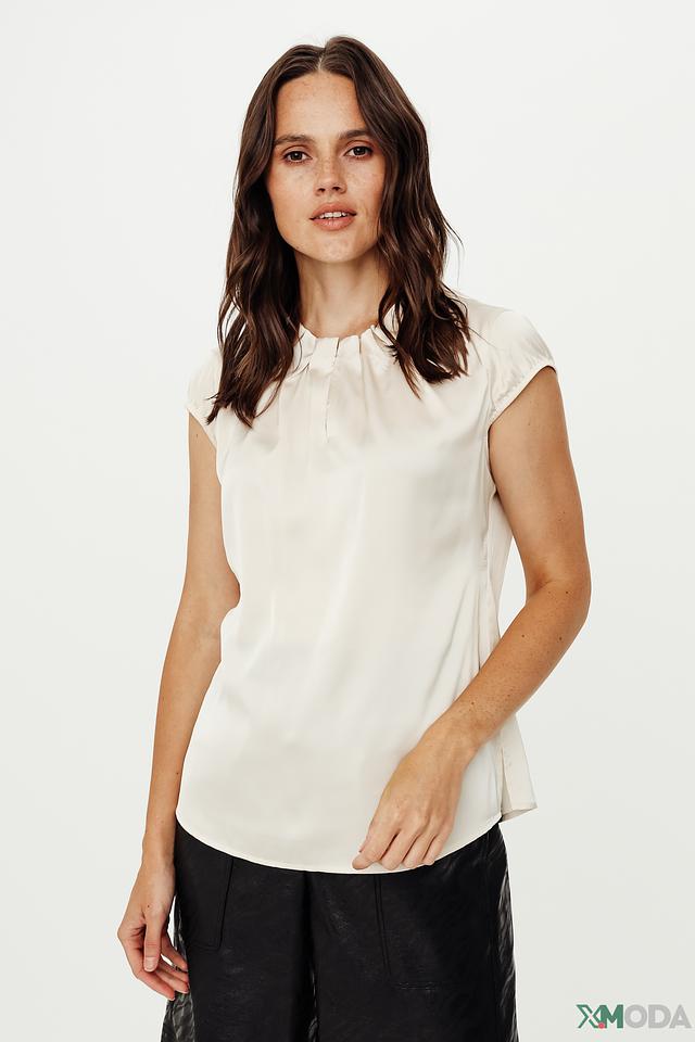 Блуза Comma с рукавами-фонариками кремовая