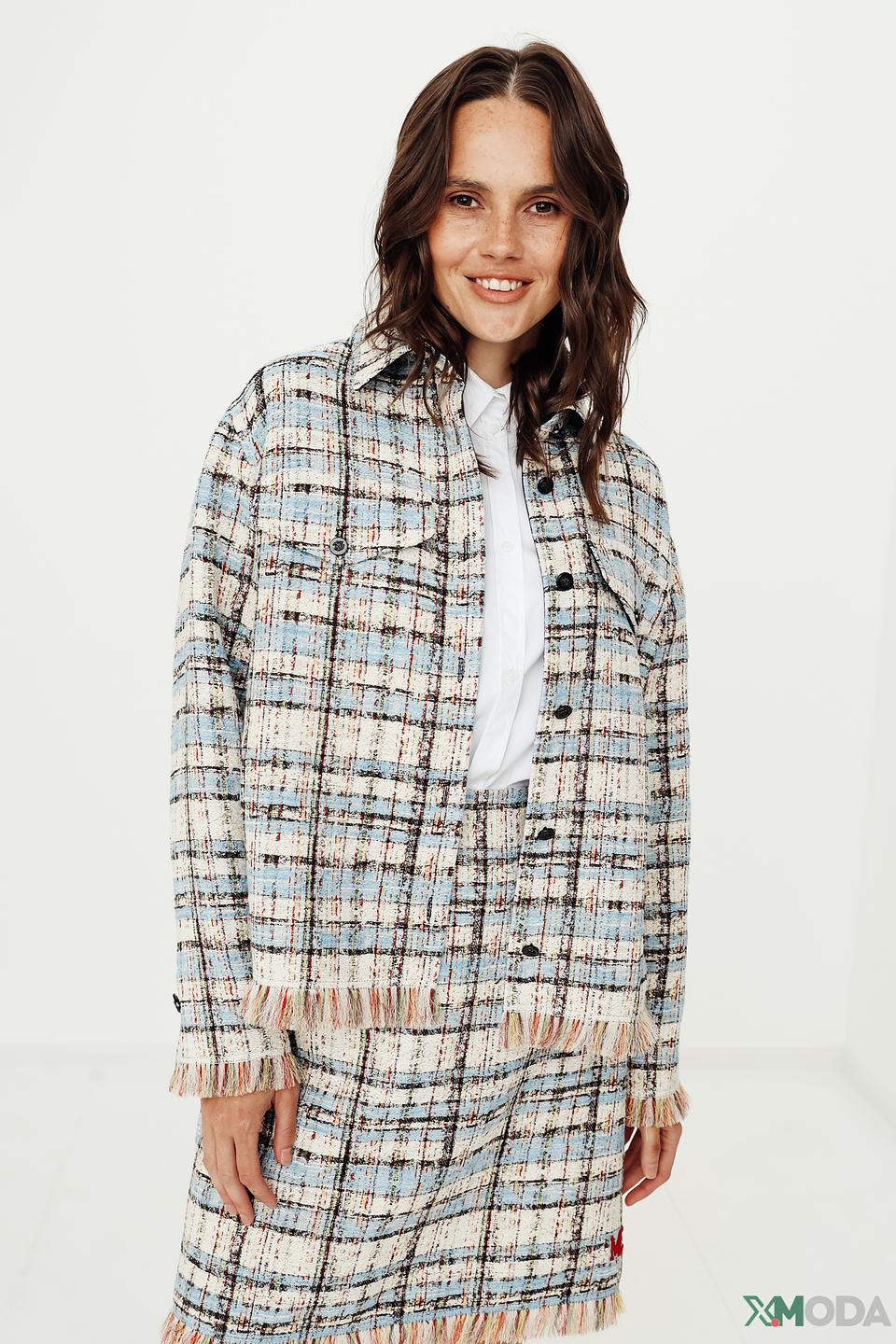 Жакет Marc Cain в клетку голубой