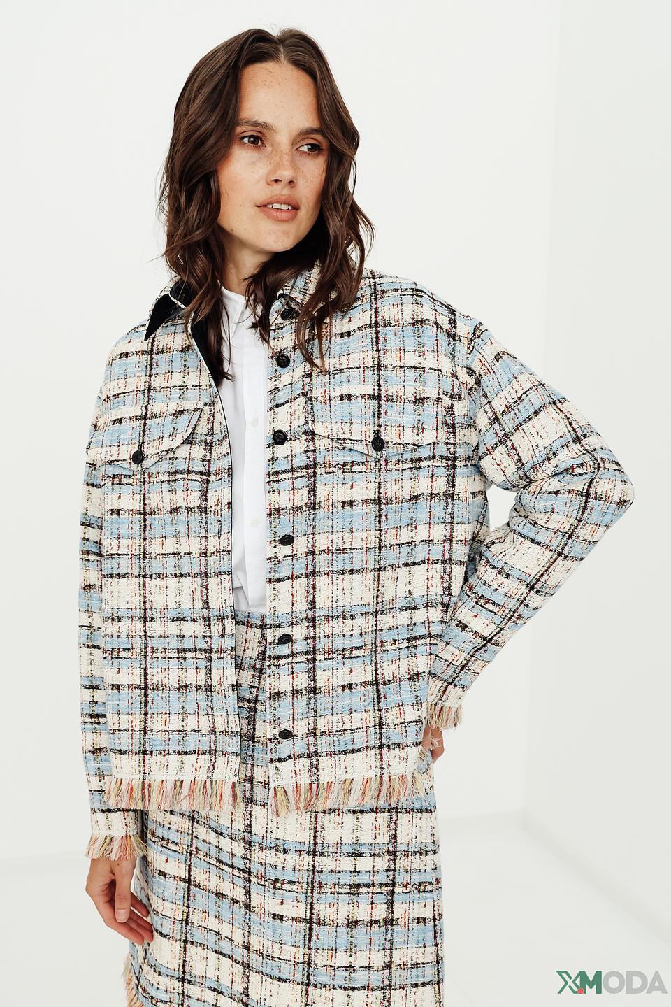 Жакет Marc Cain в клетку голубой