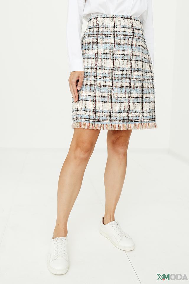 Юбка Marc Cain клетчатая с бахромой