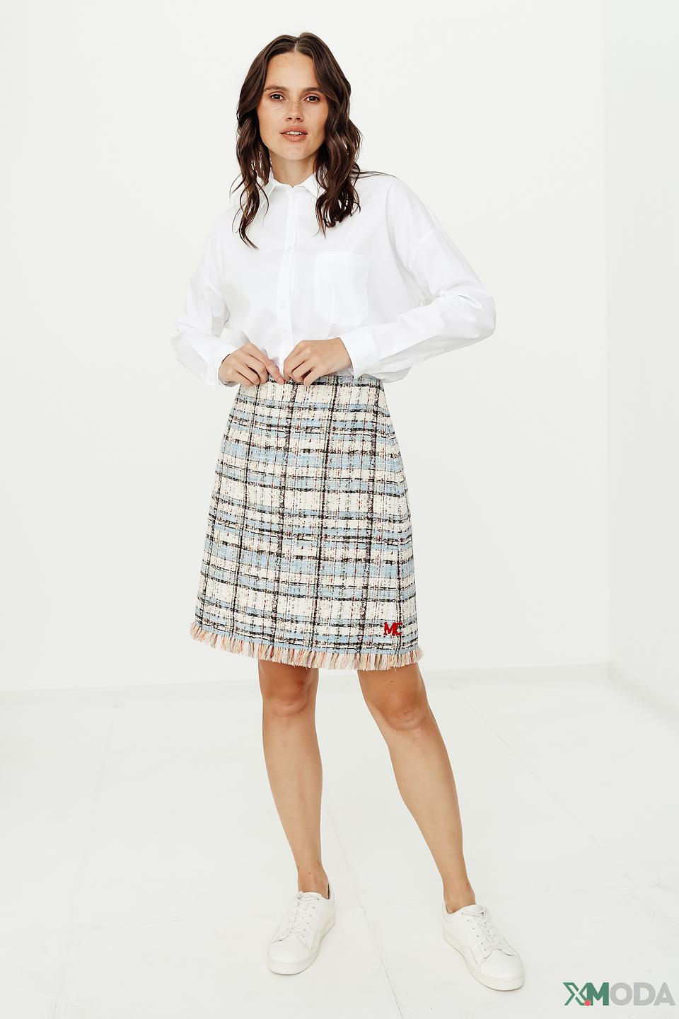 Юбка Marc Cain клетчатая с бахромой