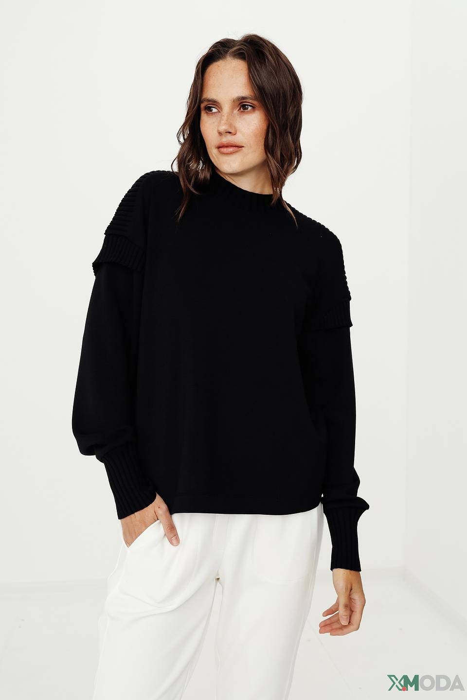 Пуловер Marc Cain чёрный с плечами