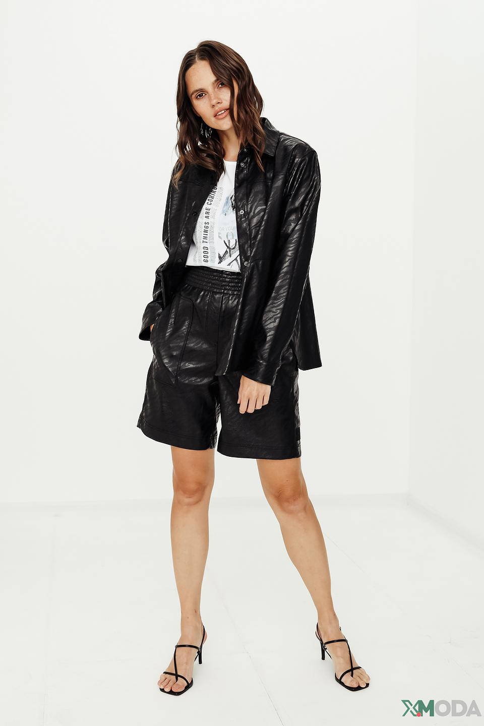 Шорты Marc Cain кожаные чёрные