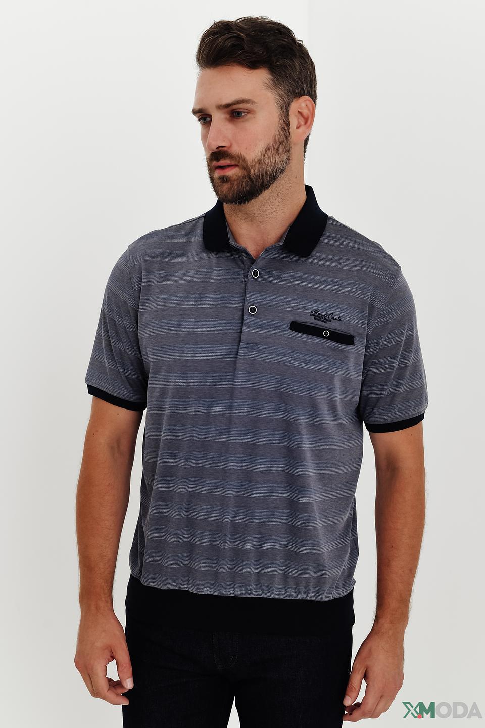 Поло Monte Carlo в полоску серое