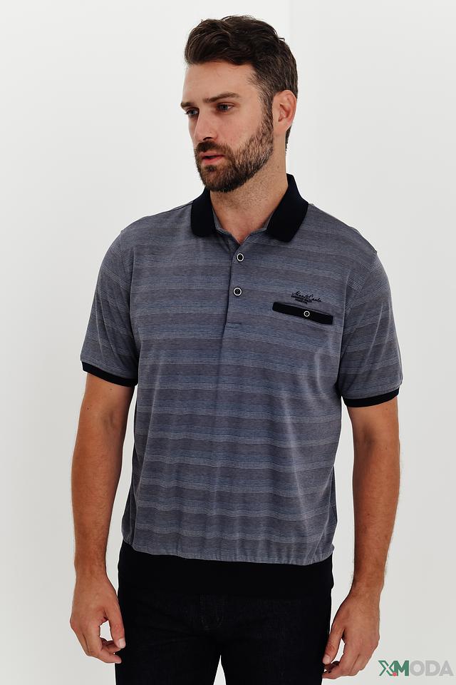 Поло Monte Carlo в полоску серое