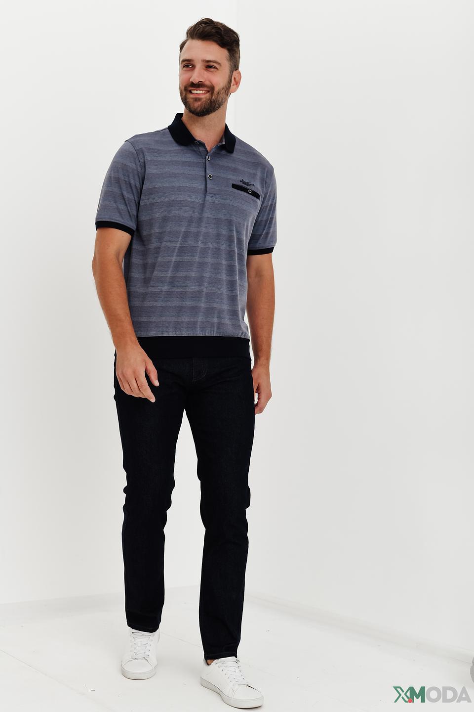 Поло Monte Carlo в полоску серое