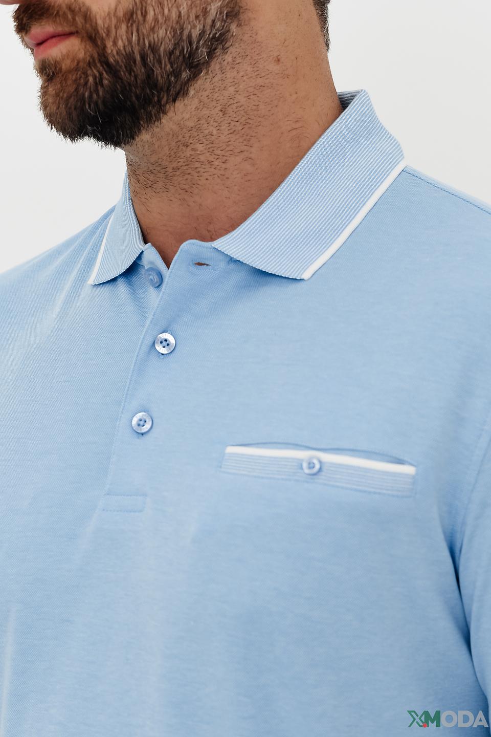 Поло Bugatti голубое с белым