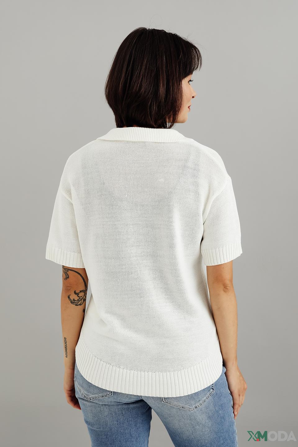 Пуловер Bianca с воротником-поло белый