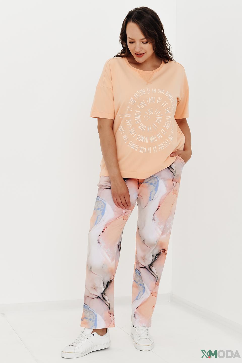 Футболка Frapp с принтом персиковый