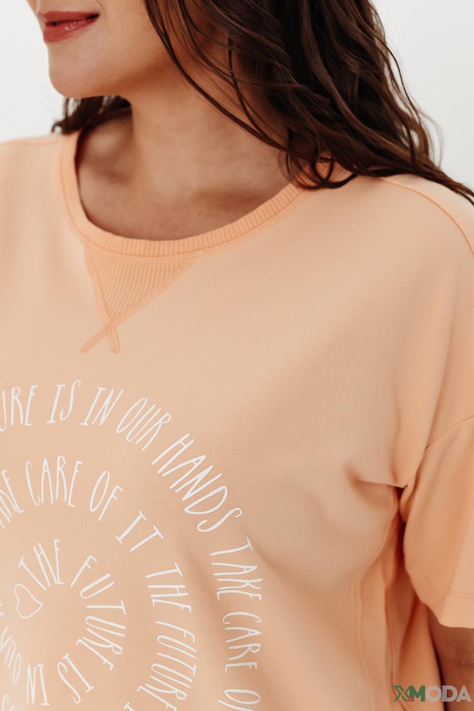 Футболка Frapp с принтом персиковый