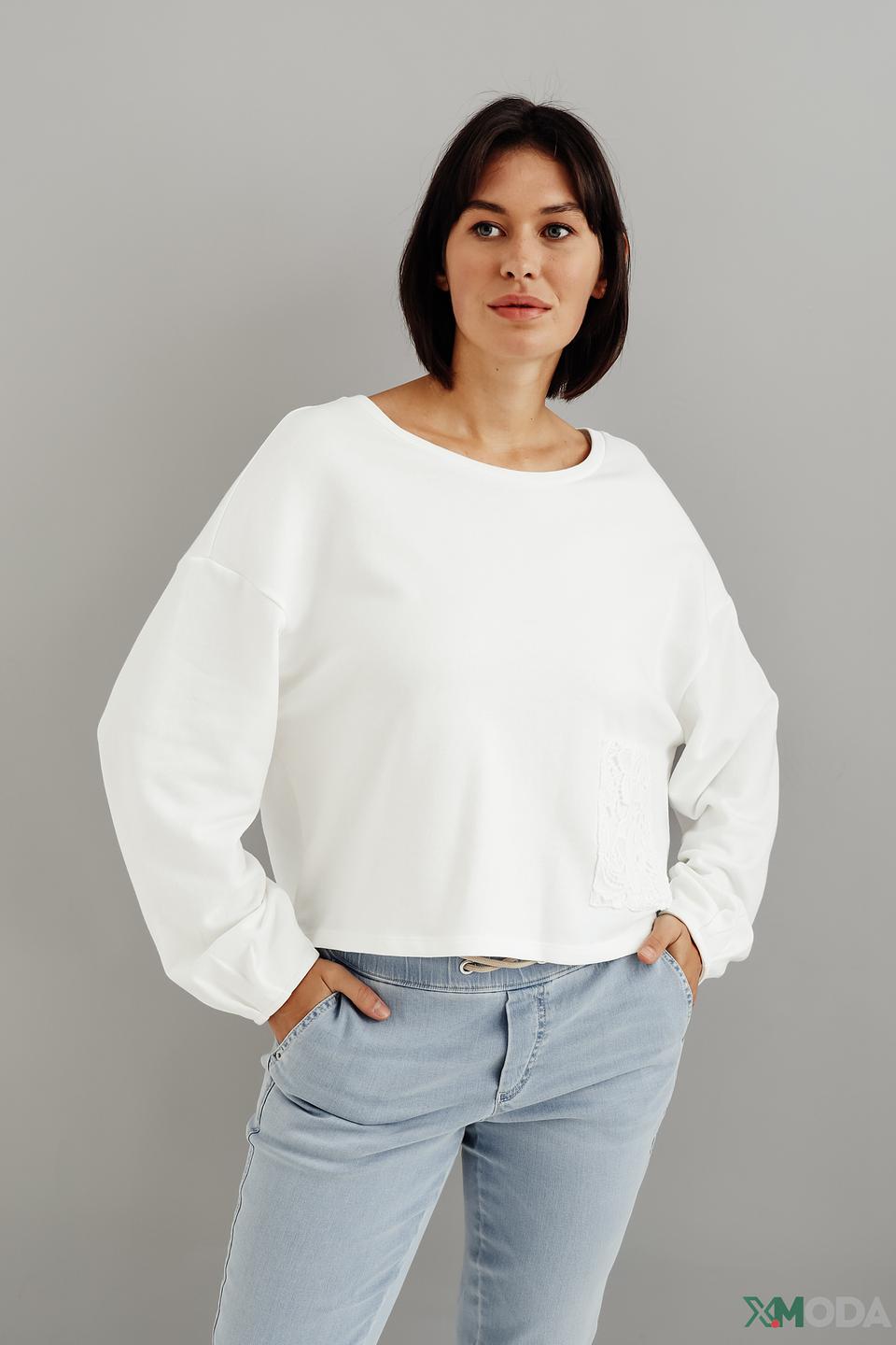 Пуловер Monari с кружевом белый
