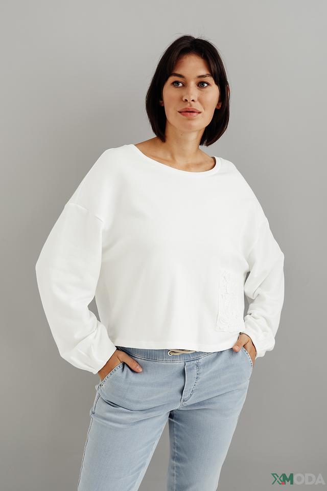 Пуловер Monari с кружевом белый