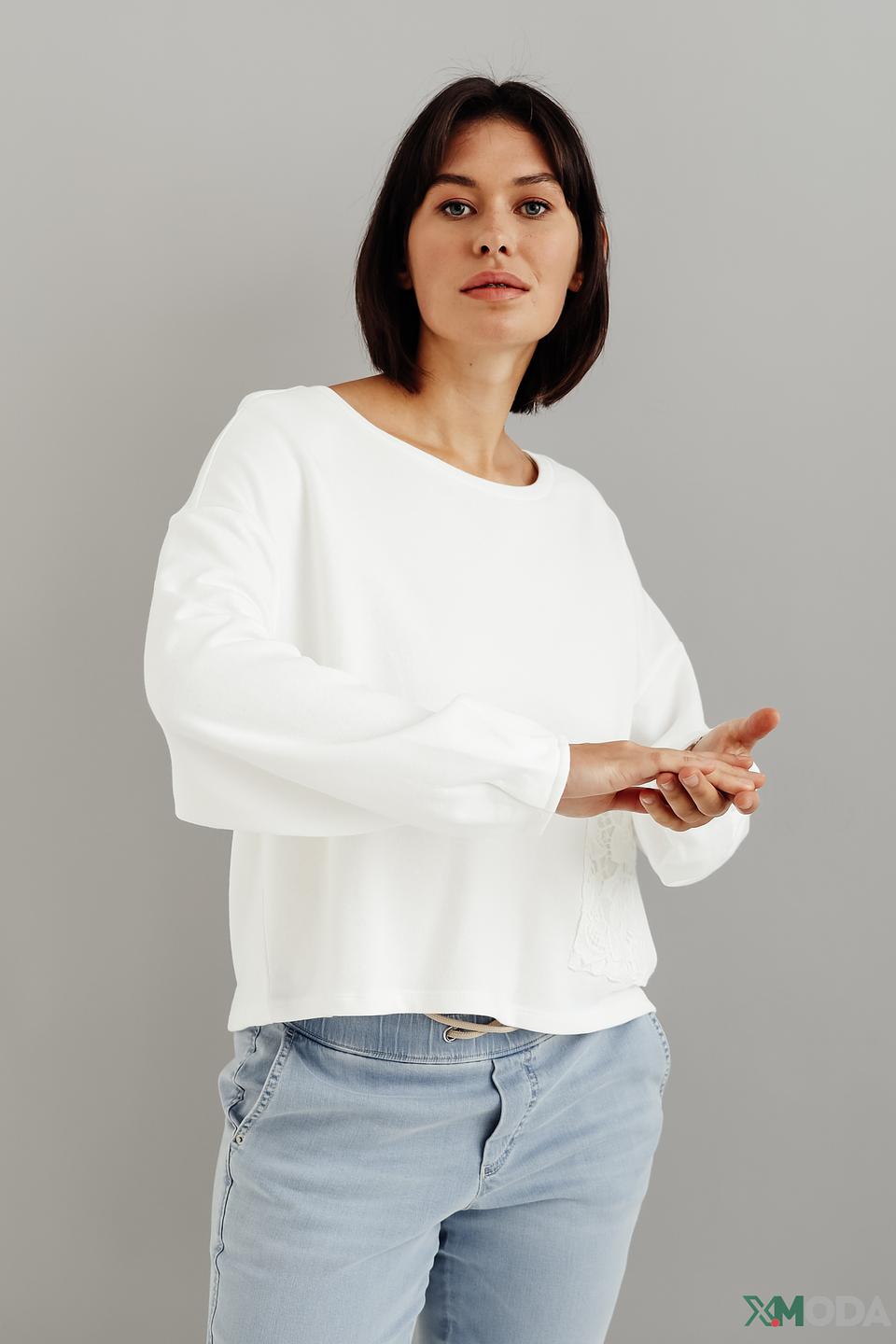Пуловер Monari с кружевом белый
