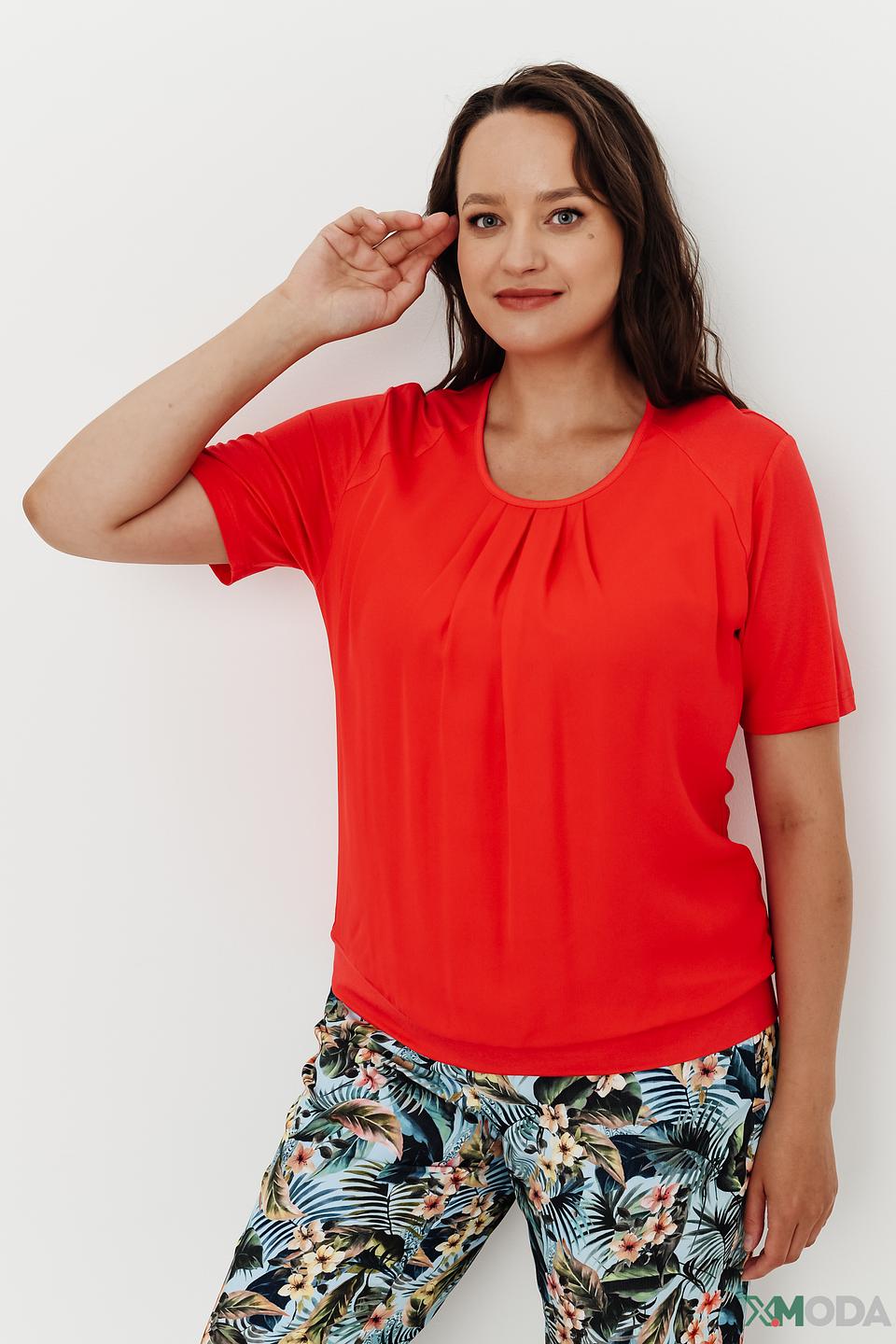 Блуза Frank Walder алая с драпировкой