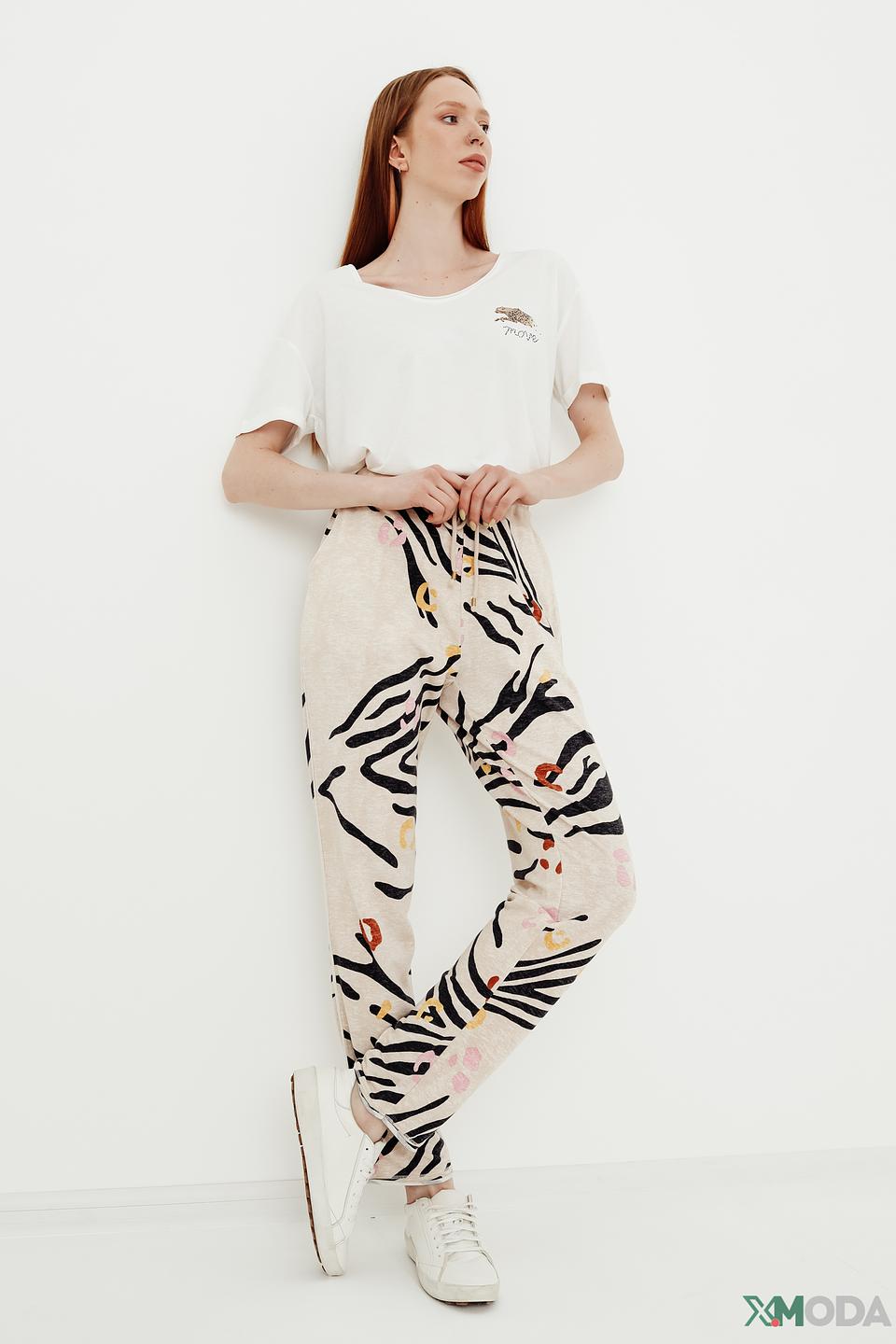 Брюки Oui с принтом зебра