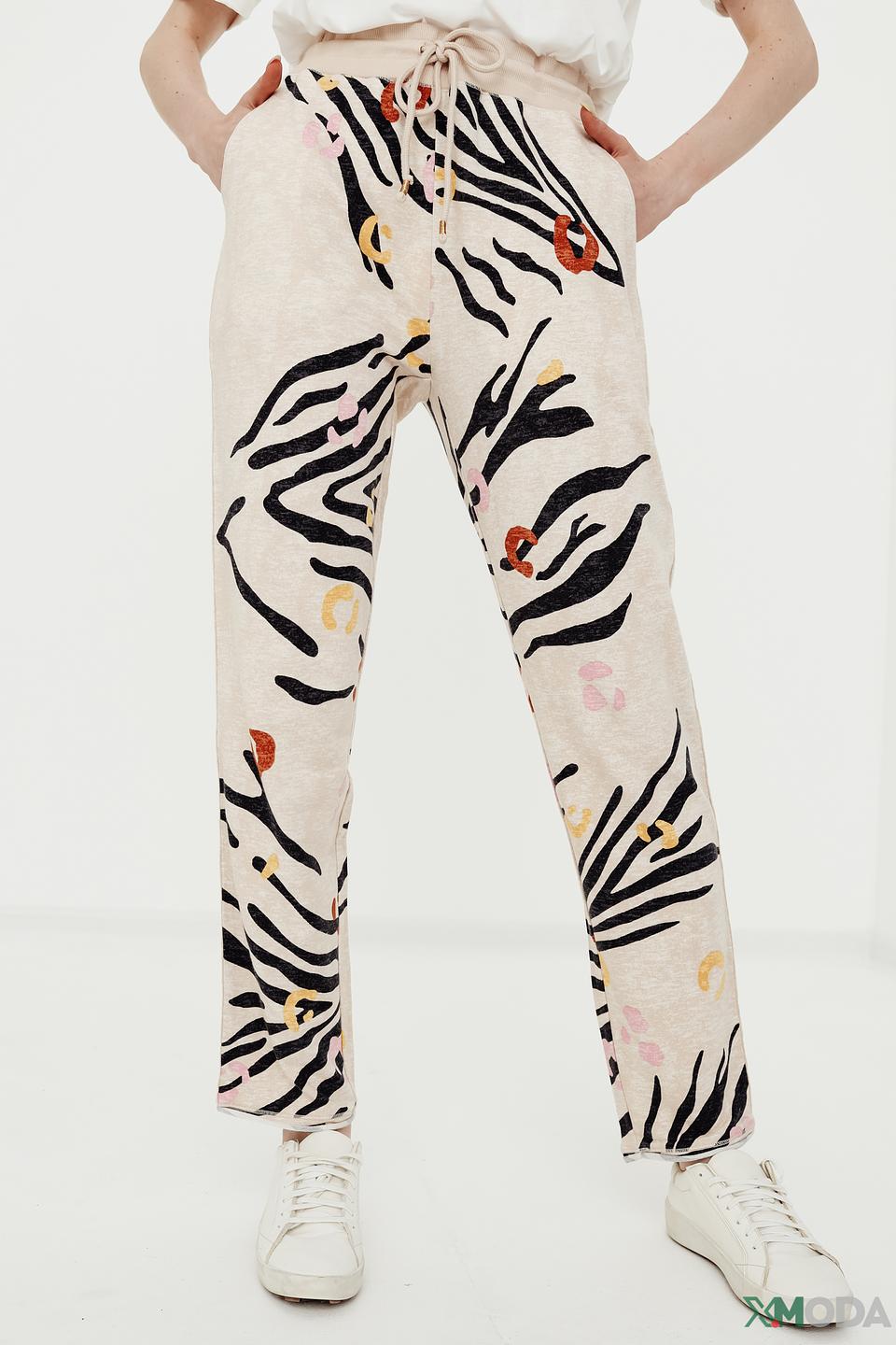 Брюки Oui с принтом зебра