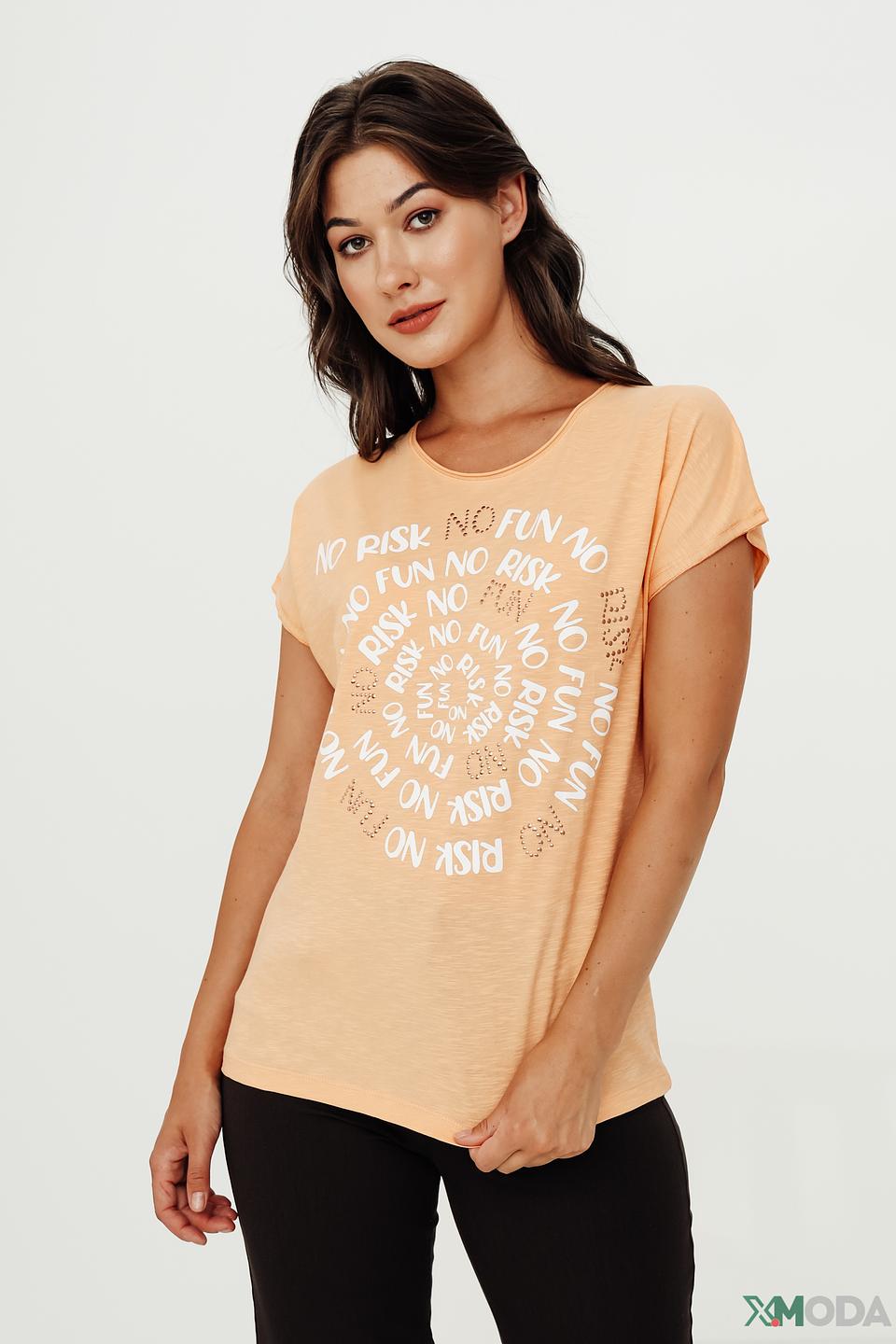 Футболка Bianca с принтом персиковый