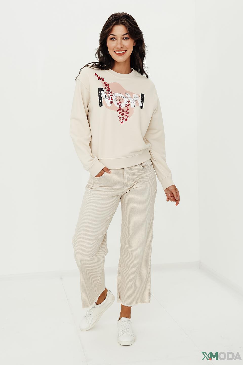 Пуловер Taifun с принтом бежевый