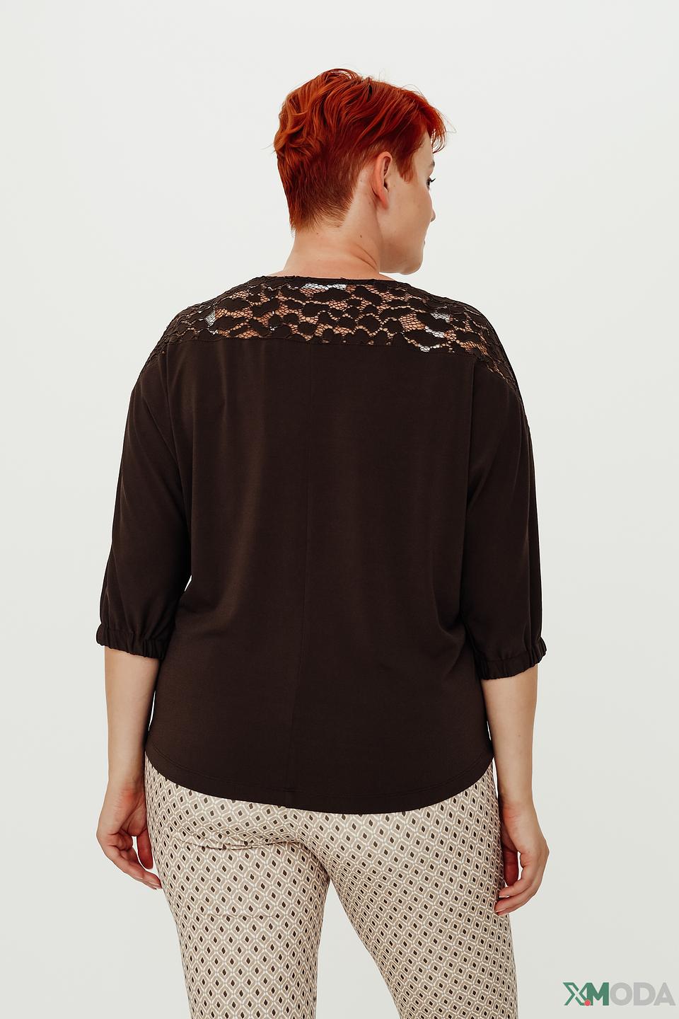 Блуза Bianca с кружевом черная