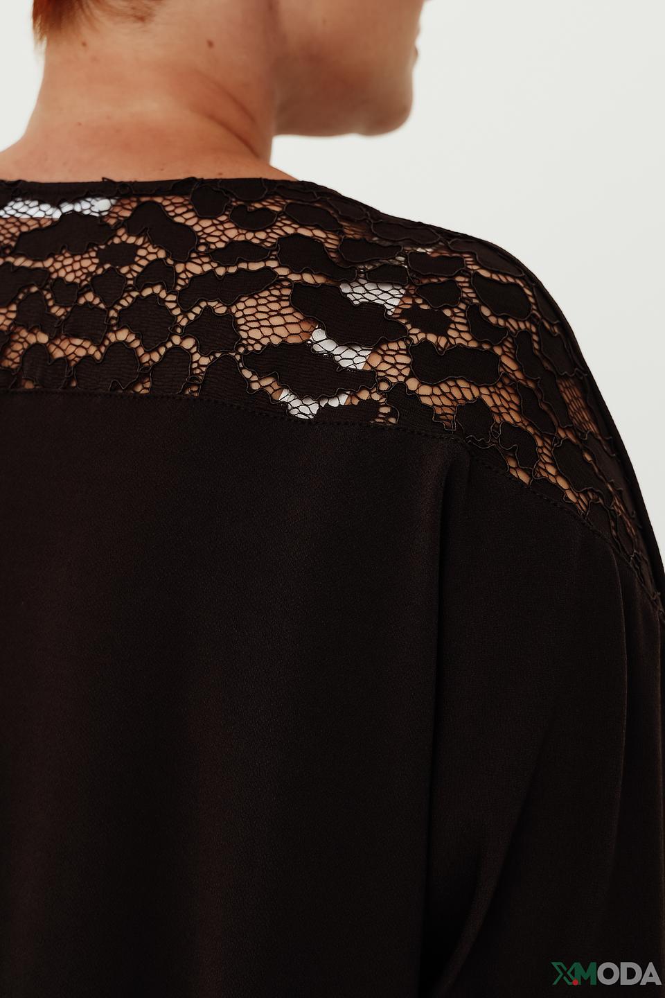 Блуза Bianca с кружевом черная