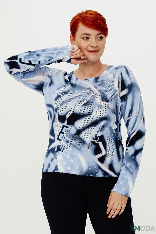 Пуловер Rabe collection с принтом голубой