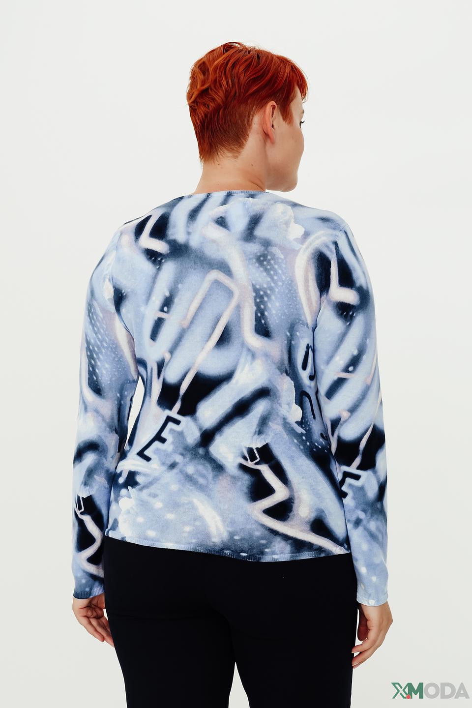 Пуловер Rabe collection с принтом голубой