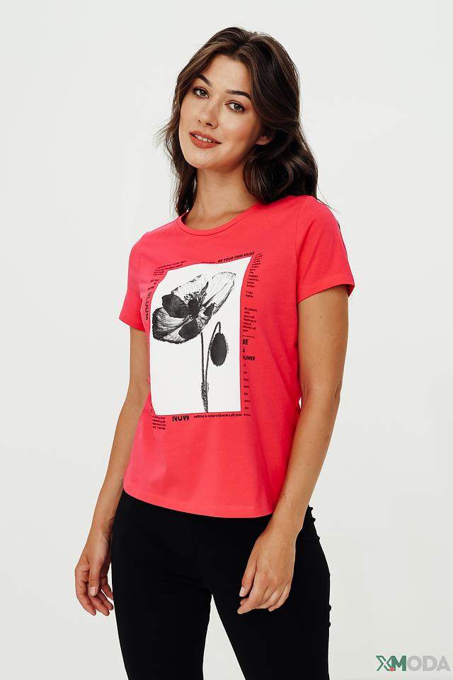 Футболка Taifun с маком малиновая