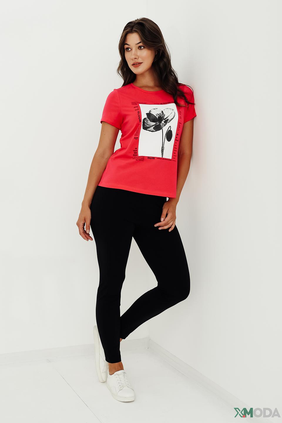 Футболка Taifun с маком малиновая