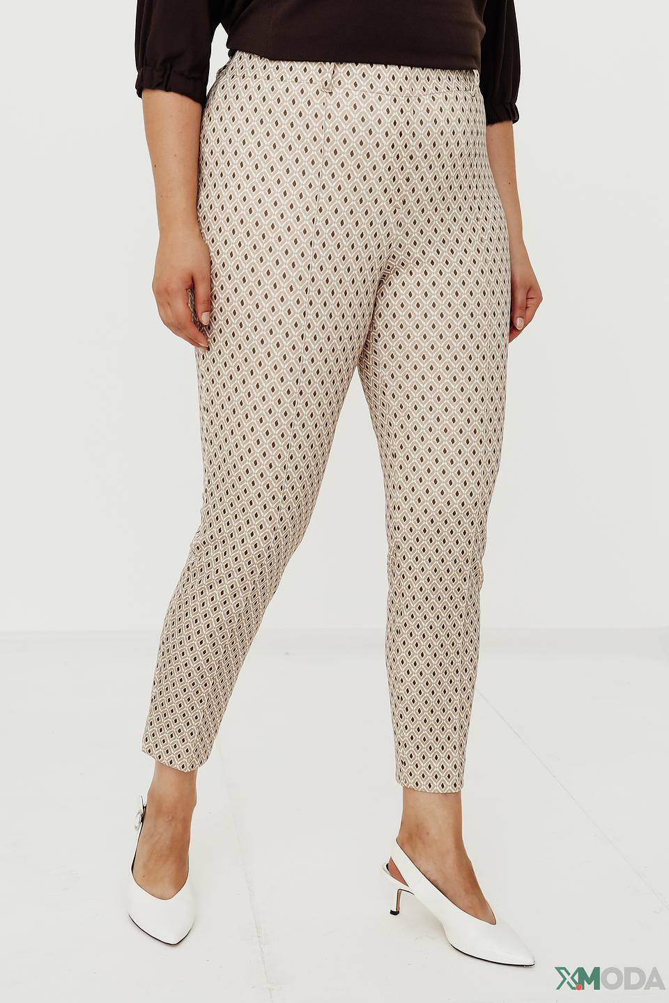 Брюки Bianca с принтом бежевые