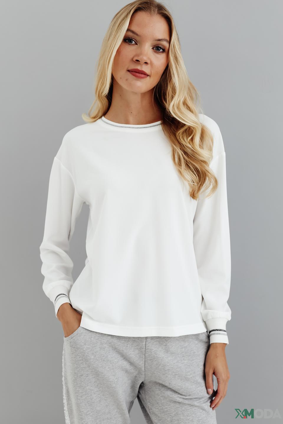 Пуловер Pezzo белый с полоской